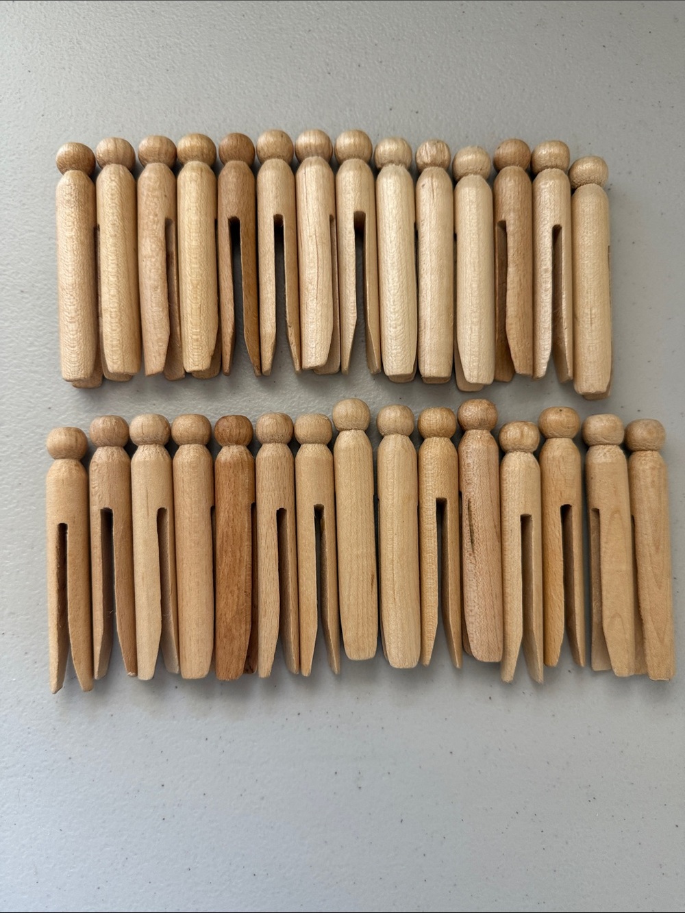 Wooden Peg Doll Clothespins - Natural Wood Home Accent 53 pieces